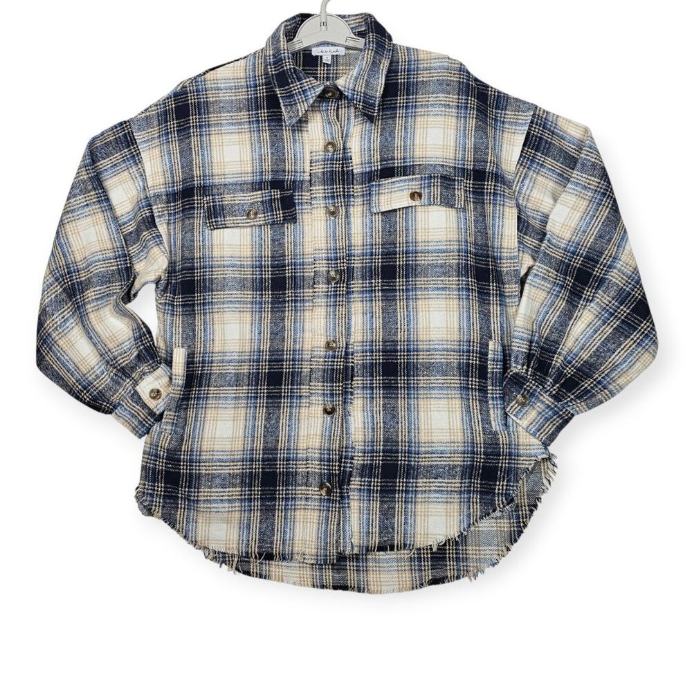 White Birch Plaid Button Down Shacket Women's Sma… - image 1